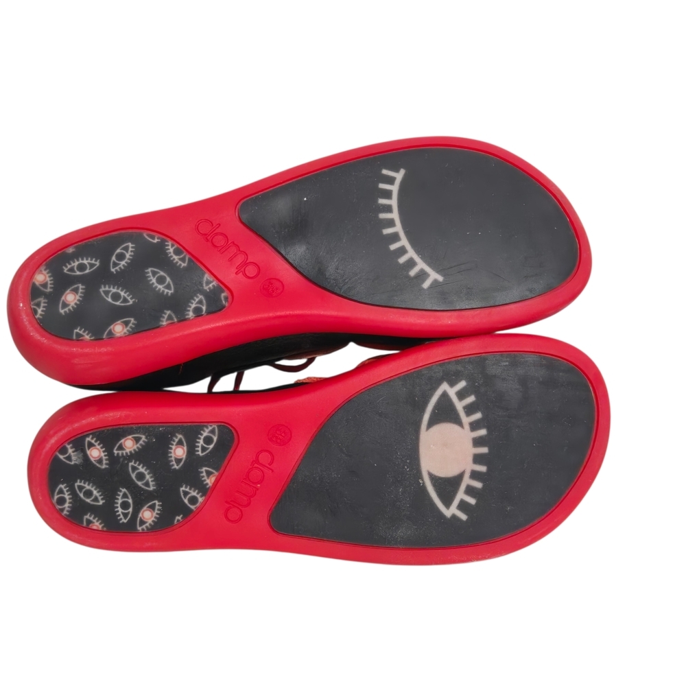 Clamp Vangy Handmade Black Leather Flats With Red Laces Womens Sheos Size EU 38 - Picture 5 of 8